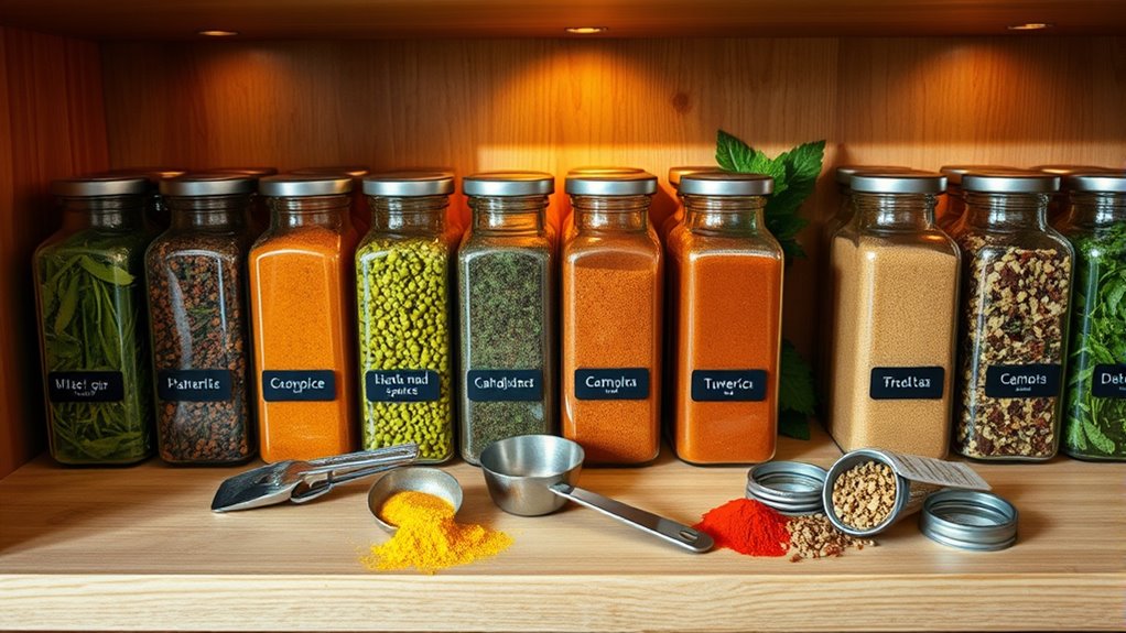 organized labeled spice storage