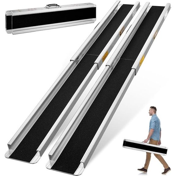 8FT Aluminum Wheelchair Ramps (2 Pack) with Non-Skid Surface
