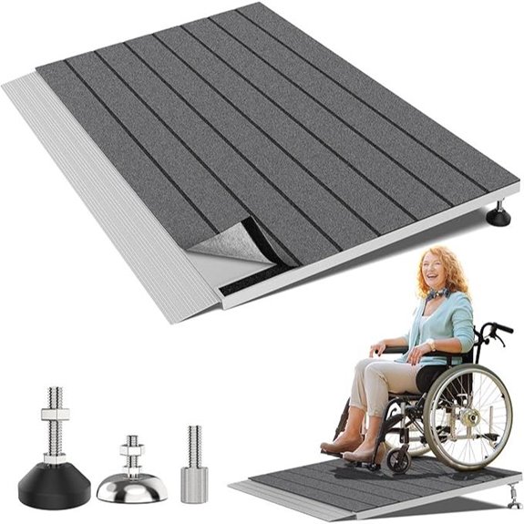 Adjustable Aluminum Wheelchair Ramp with Non-Slip Mat