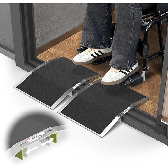 Adjustable Aluminum Wheelchair Door Threshold Ramps (2 Pack)