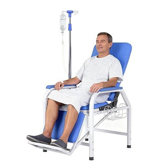 Adjustable Medical Recliner with IV Pole and Padded Seat