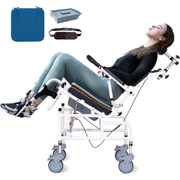 Reclining Shower Chair with Arms and Safety Belts