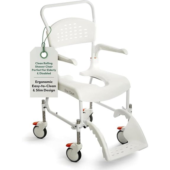 Etac Clean Rolling Shower Chair with Adjustable Height