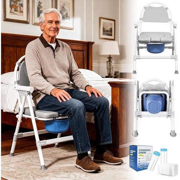 4-in-1 Adjustable Bedside Commode Chair for Seniors