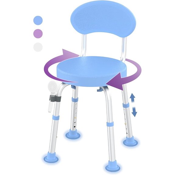 Swivel Shower Chair with Backrest and Non-Slip Seat