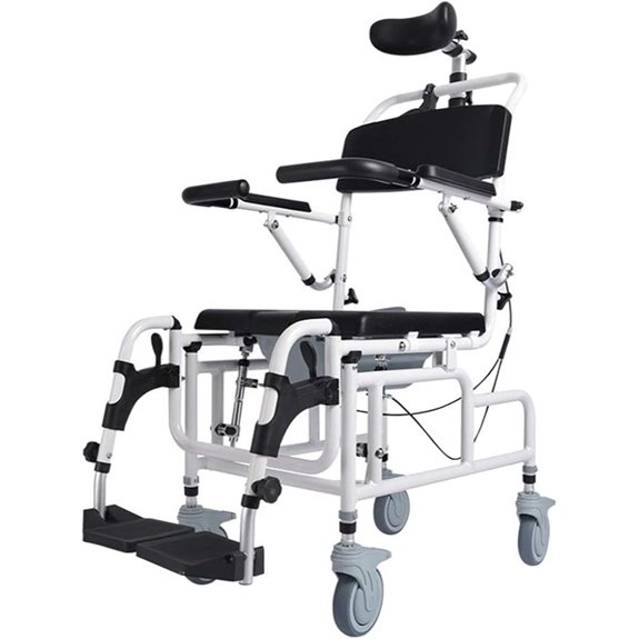 Tilt Shower Commode Wheelchair with Adjustable Rest