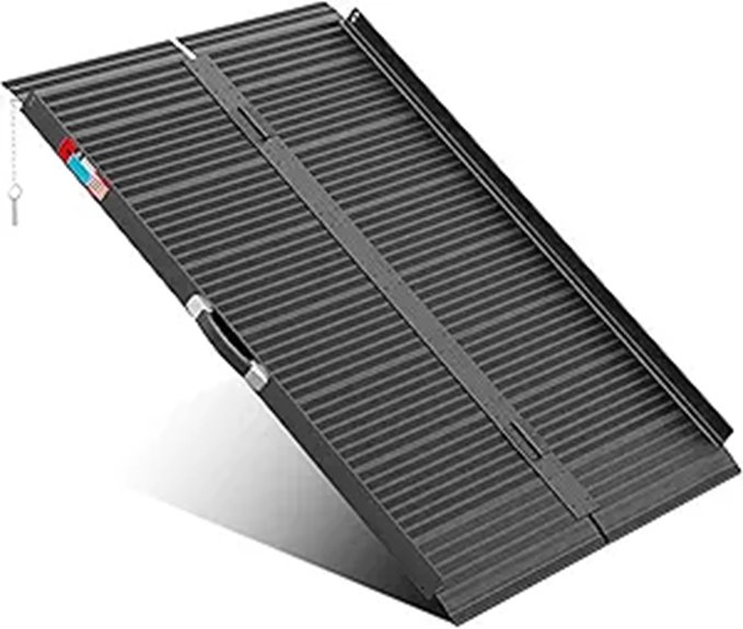 Black Portable Wheelchair Ramp 4ft Non-Slip Aluminum