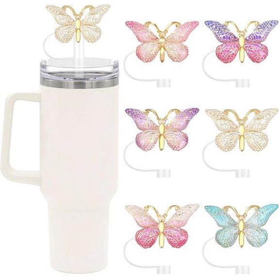 Butterfly Straw Cover Caps for Stanley Tumblers (6 pcs)