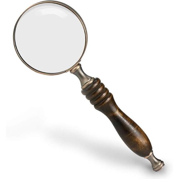 WIOR 10X Copper Handheld Magnifier with Sandawood Handle