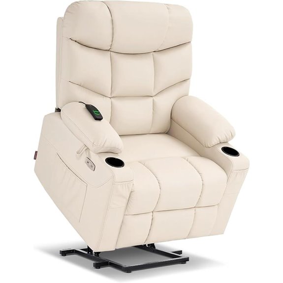 MCombo Power Lift Recliner with Footrest Cream White
