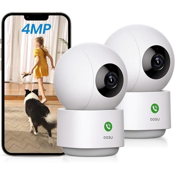 Aosu 4MP Indoor Security & Baby Pet Camera (2 Pack)
