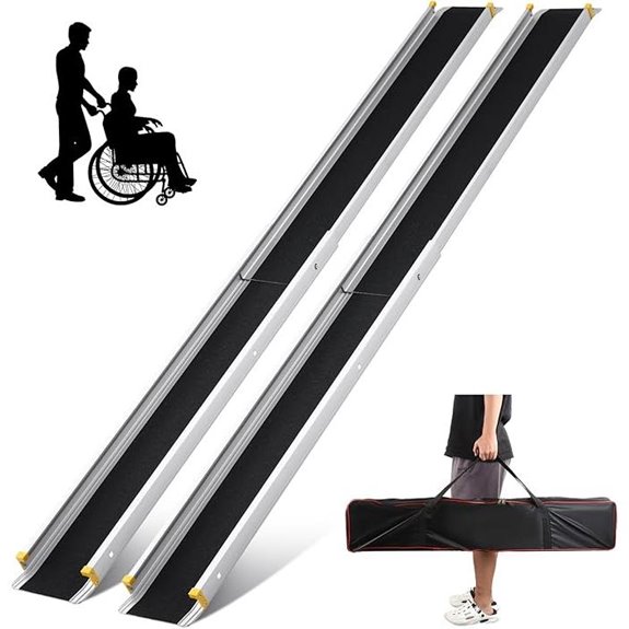 Adjustable 4-7FT Portable Telescopic Wheelchair Ramp