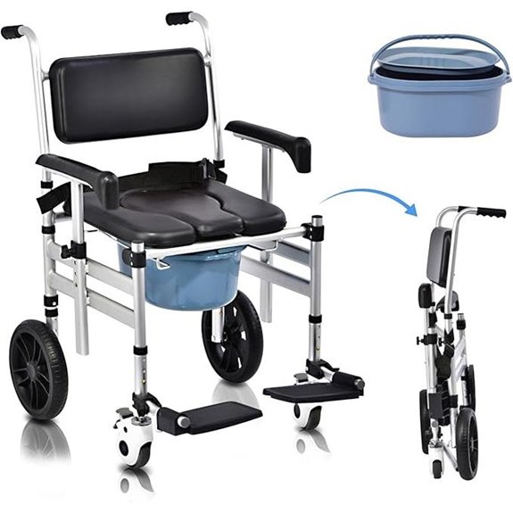 Foldable Aluminum Shower Chair with Wheels for Seniors