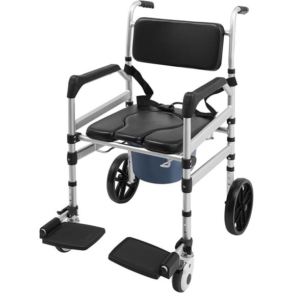 Foldable Shower Chair with Wheels and Armrests