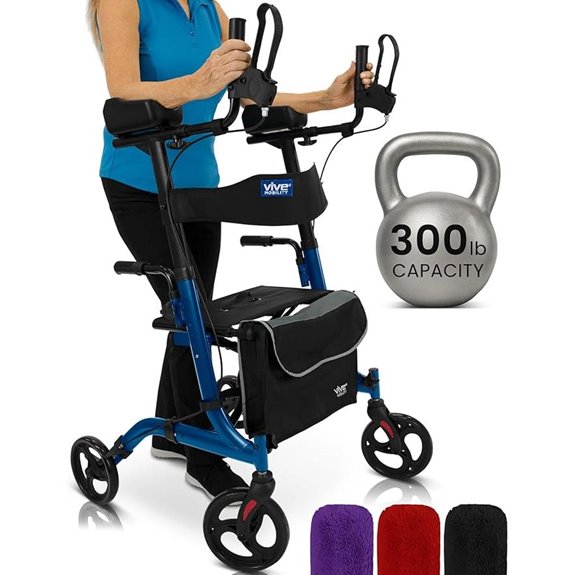 Vive Upright Walker with Seat and Foldable Design