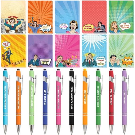 Funny Notepads and Pens Gift Set (20 Pack)