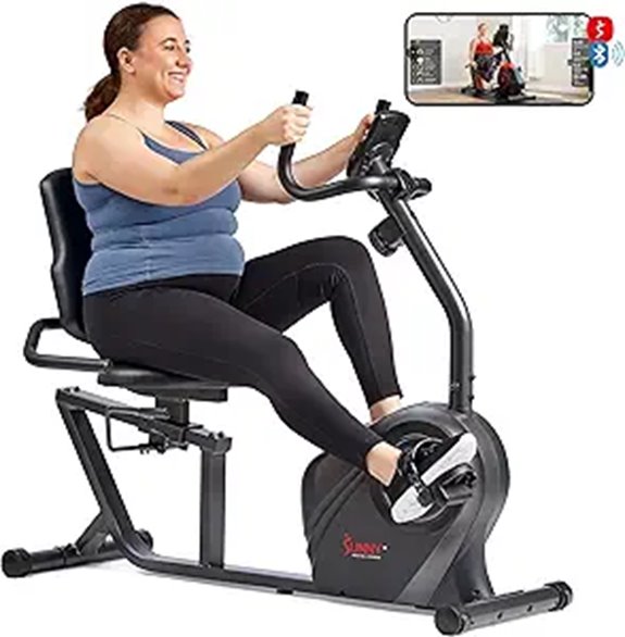 Sunny Health & Fitness Heavy-Duty Recumbent Bike with App