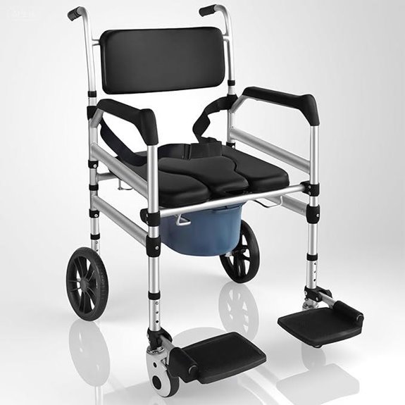 Heavy-Duty 4-in-1 Rollable Shower Wheelchair
