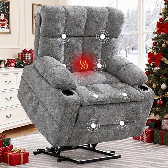 Oversized Power Lift Recliner with Massage Heat USB