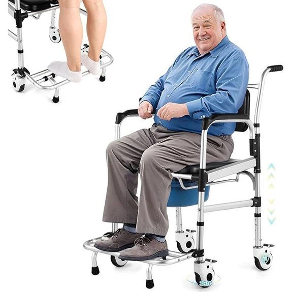 Enlarged 4-in-1 Bariatric Shower Chair with Wheels