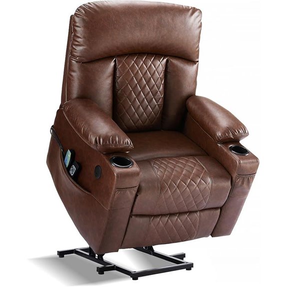 Dual Motor Leather Recliner with Heat Massage & Cupholder