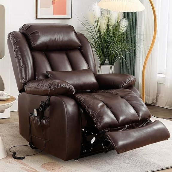 EDILLY Leather Power Recliner with Massage & Heating