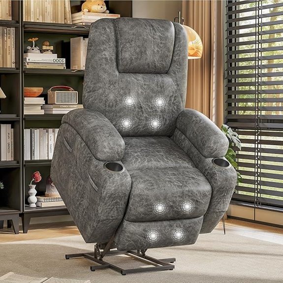 Electric Power Lift Recliner with Massage and Cup Holders