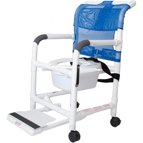 Rolling Shower Chair with Wheels & Drop Arms