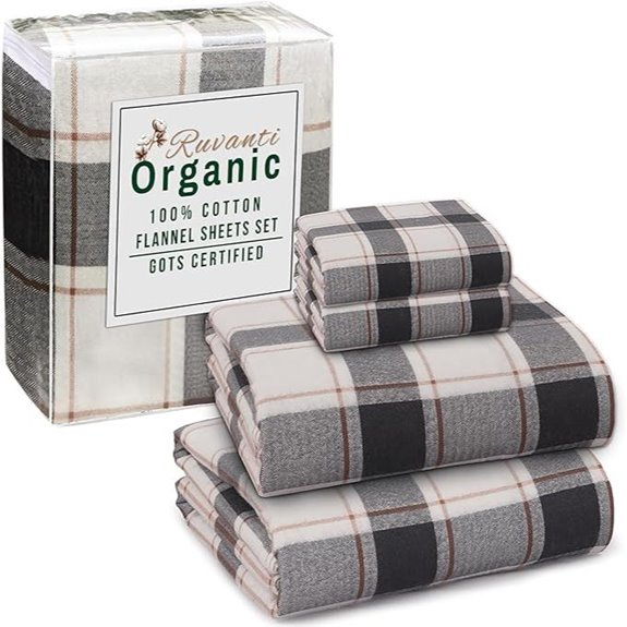 RUVANTI Queen Flannel Sheets Organic Cotton 4-Piece