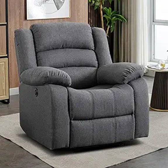EBELLO Classic Power Recliner Sofa with Overstuffed Cushion