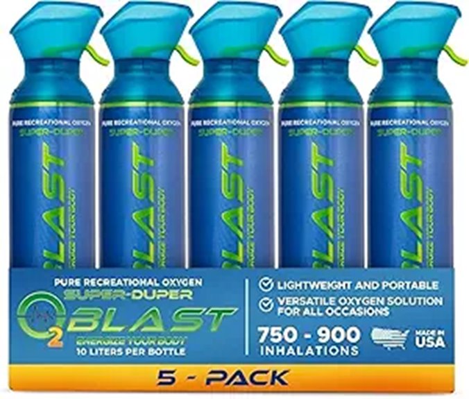 O2 Blast Portable Oxygen Can with Mask (5-Pack)