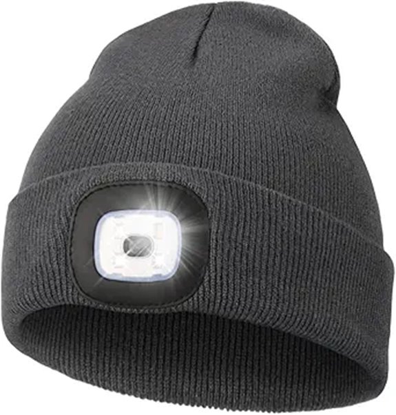 MELASA Unisex LED Rechargeable Light Beanie Hat