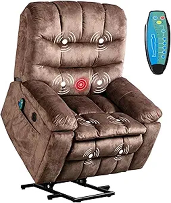 Large Power Recliner with Massage Heat USB Cup Holders