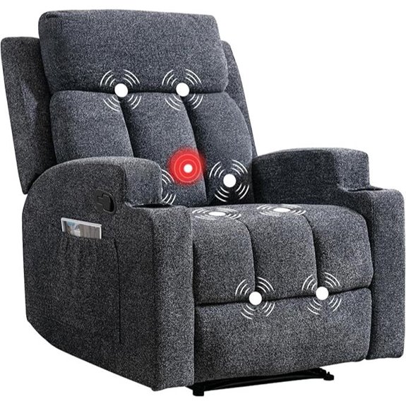 CANMOV Recliner Chair with Massage Heat & Cup Holders