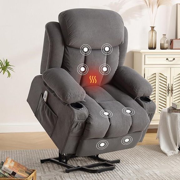 BOSMILLER Power Recliner with Massage & Heating
