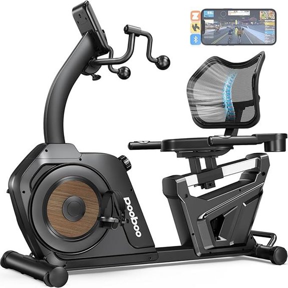 Pooboo Recumbent Exercise Bike with Arm & App