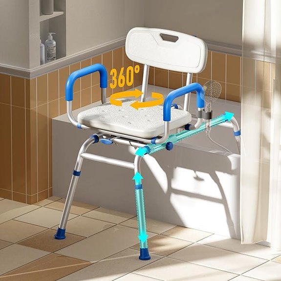 Sliding Shower Chair with 360° Swivel Seat