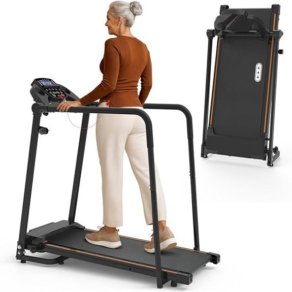 Redliro Folding Treadmill for Seniors with Handrails