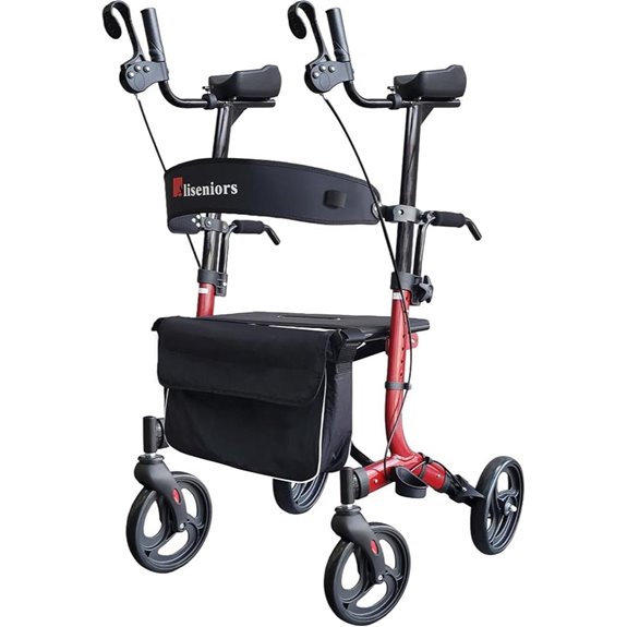 Aliseniors Rollator Walker with Seat and Adjustable Armrests