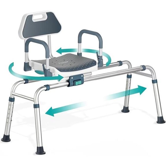 Sliding Shower Chair with Swivel Seat and Safety Belt