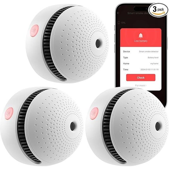 3-Pack Wi-Fi Smoke Detectors with App & Long Battery