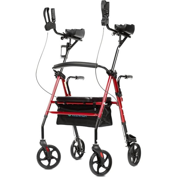 ELENKER Upright Rollator Walker with Seat for Seniors
