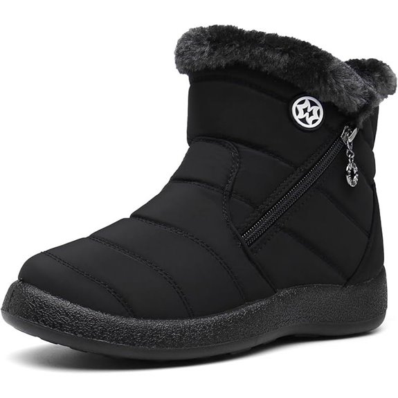 Hsyooes Womens Waterproof Fur-Lined Winter Boots