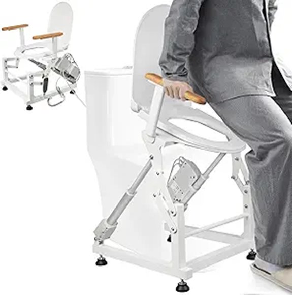 Electric Toilet Seat Lift with Wooden Armrests
